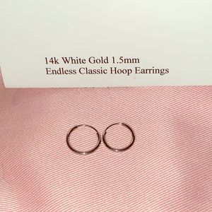 14k White Gold 1.5mm Classic Hoop Earrings